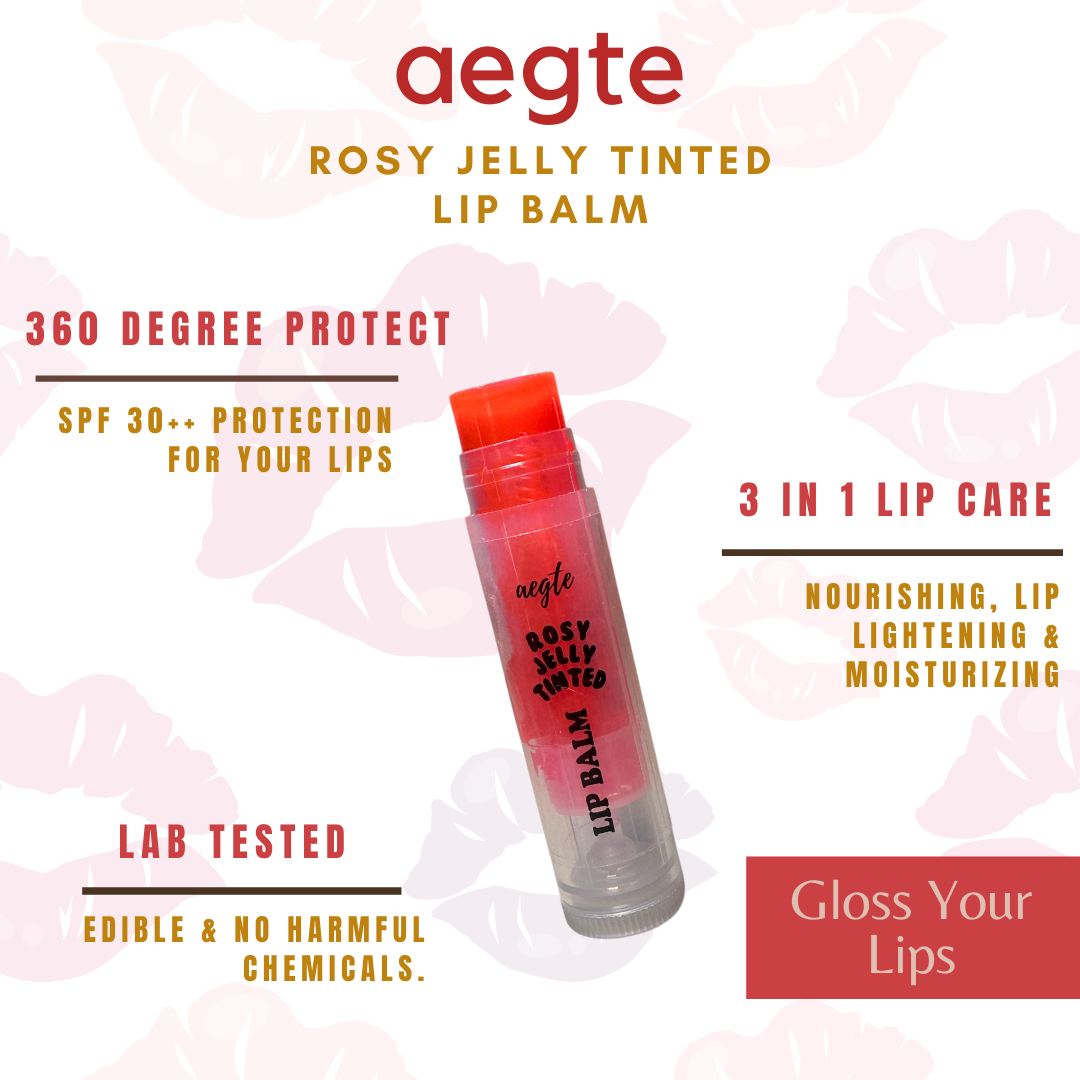 Aegte 360° Protect Jelly Tinted Lip Lightening Treatment Balm SPF 30++ Lightens Dark Lips | SPF Lip Balm