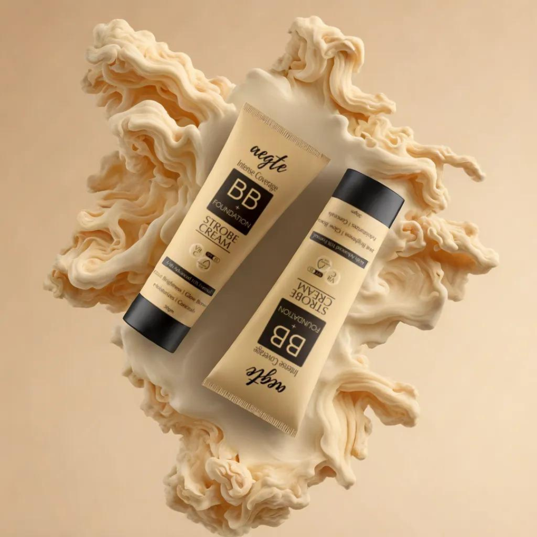 Aegte Intense Coverage BB + Foundation Strobe Cream with SPF 35, Hyaluronic acid and Vitamin C