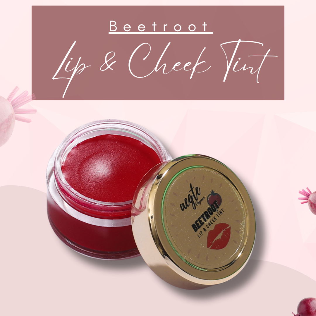 Aegte Organics Beetroot Lip and Cheek Tint Edible Balm Lighten Dark lips Nourish & Hydrate Dry Chapped Lips Lab Certified