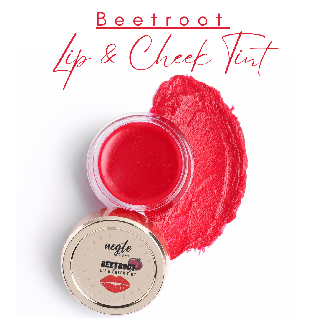 Aegte Organics Beetroot Lip and Cheek Tint Edible Balm Lighten Dark lips Nourish & Hydrate Dry Chapped Lips Lab Certified