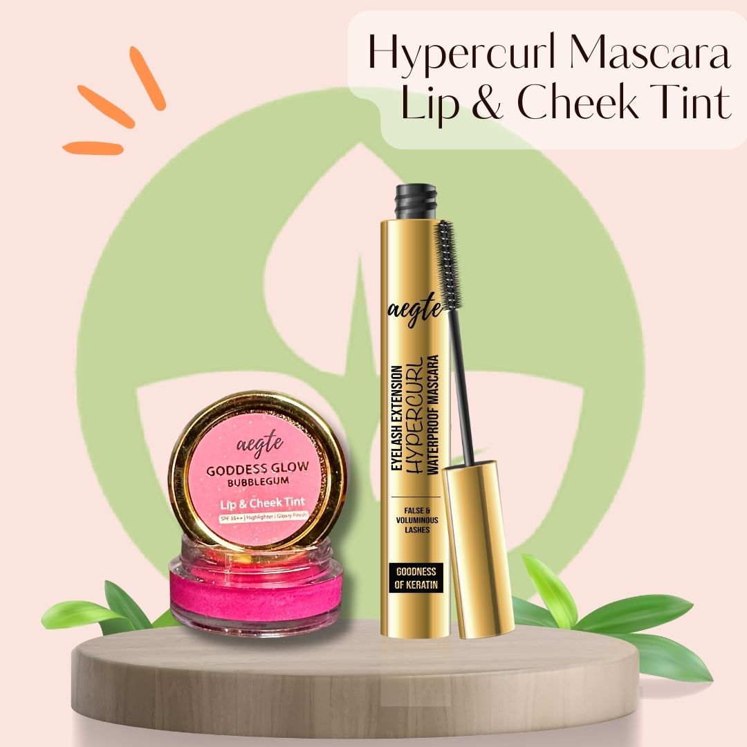 Aegte Organics Lip and Cheek Tint Balm & Eyelash Extension Hypercurl Waterproof Mascara