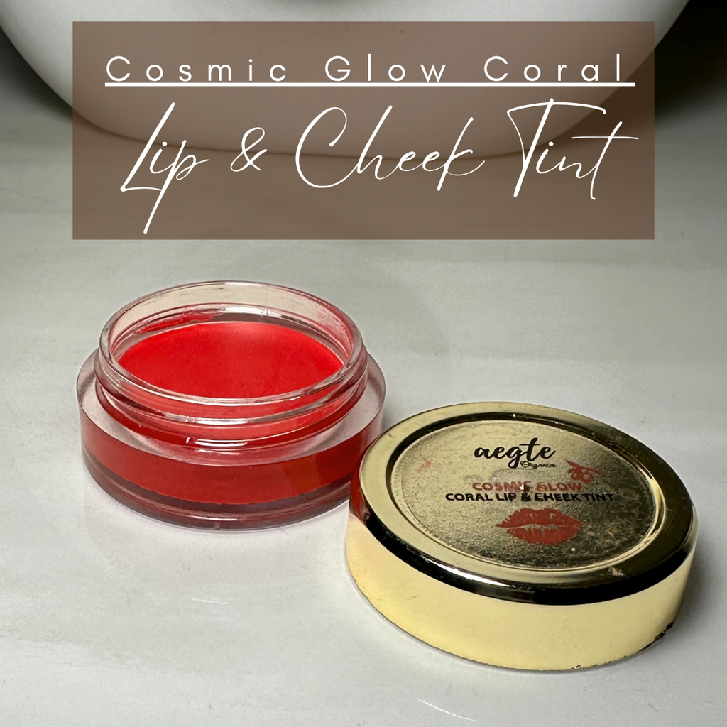 Aegte Organics Cosmic Glow Coral Lip & Cheek Tint Balm Nourish & Hydrate Dry Chapped Lips_5gm