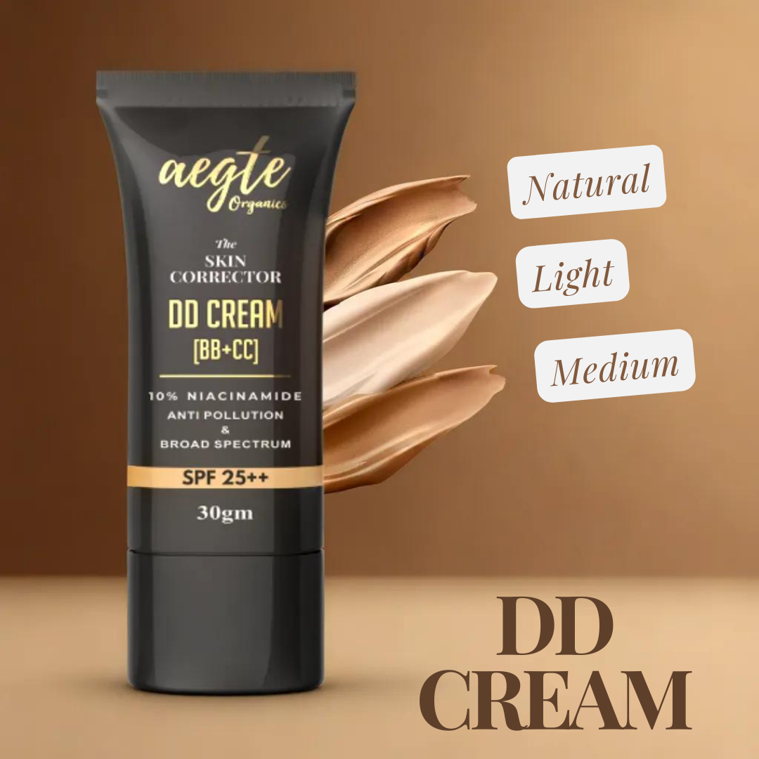 Aegte Organics Skin Corrector DD Cream (BB+CC) Broad Spectrum SPF 25++ 30gm, Anti Pollution and Made with skin safe ingredients