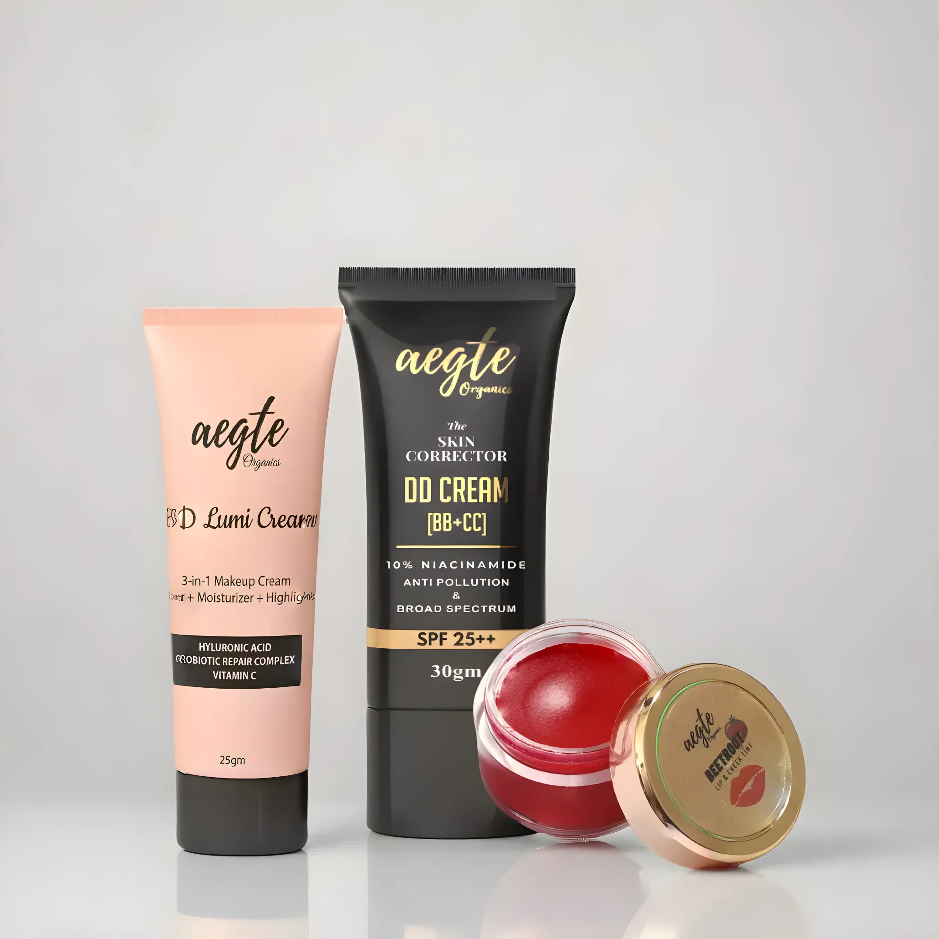 Aegte 3D Lumi Cream, Skin Corrector DD Cream & Lip and Cheek Tint