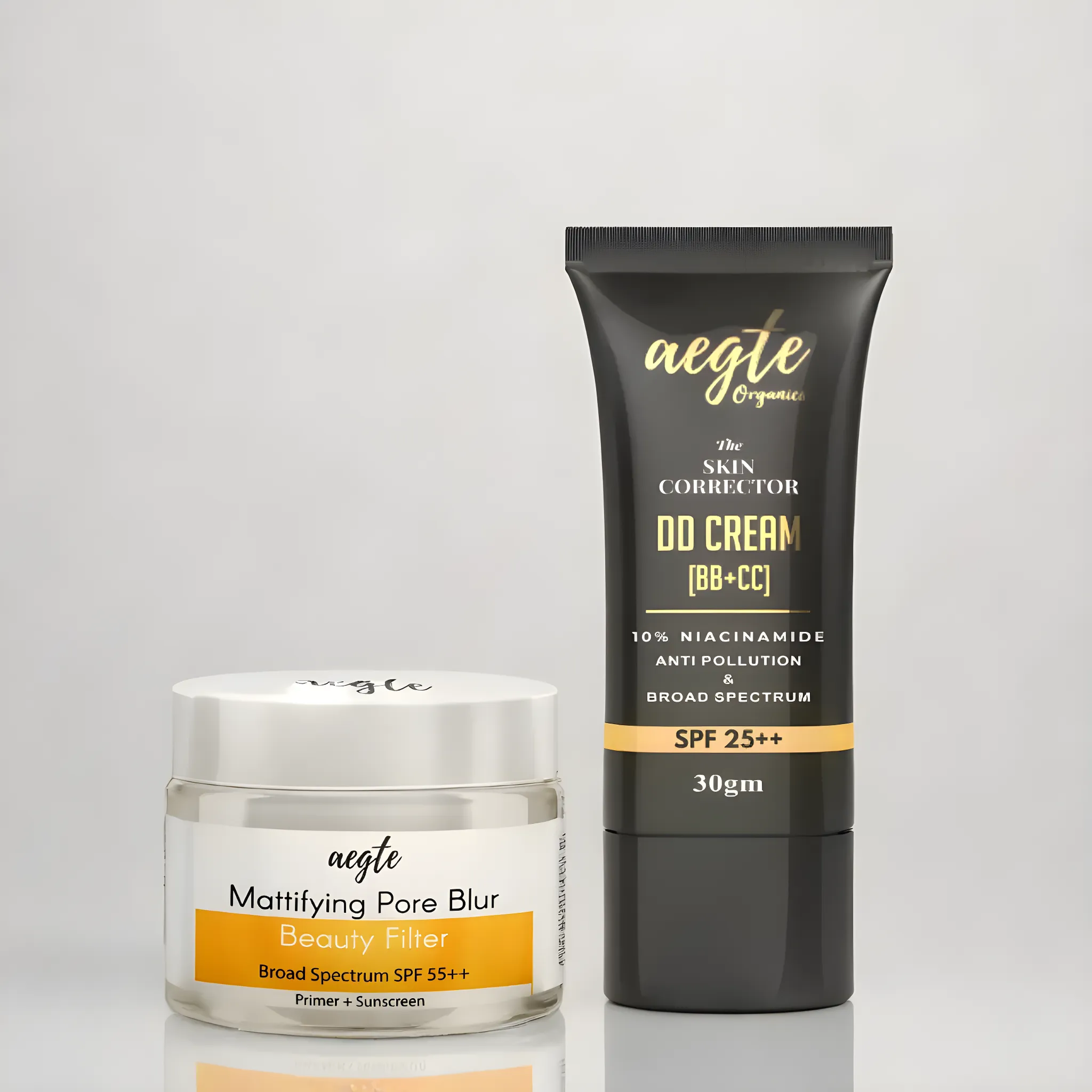 Aegte Organics Skin Corrector DD Cream & Mattifying Pore Blur Beauty Filter Primer + Sunscreen with Broad Spectrum SPF 55++