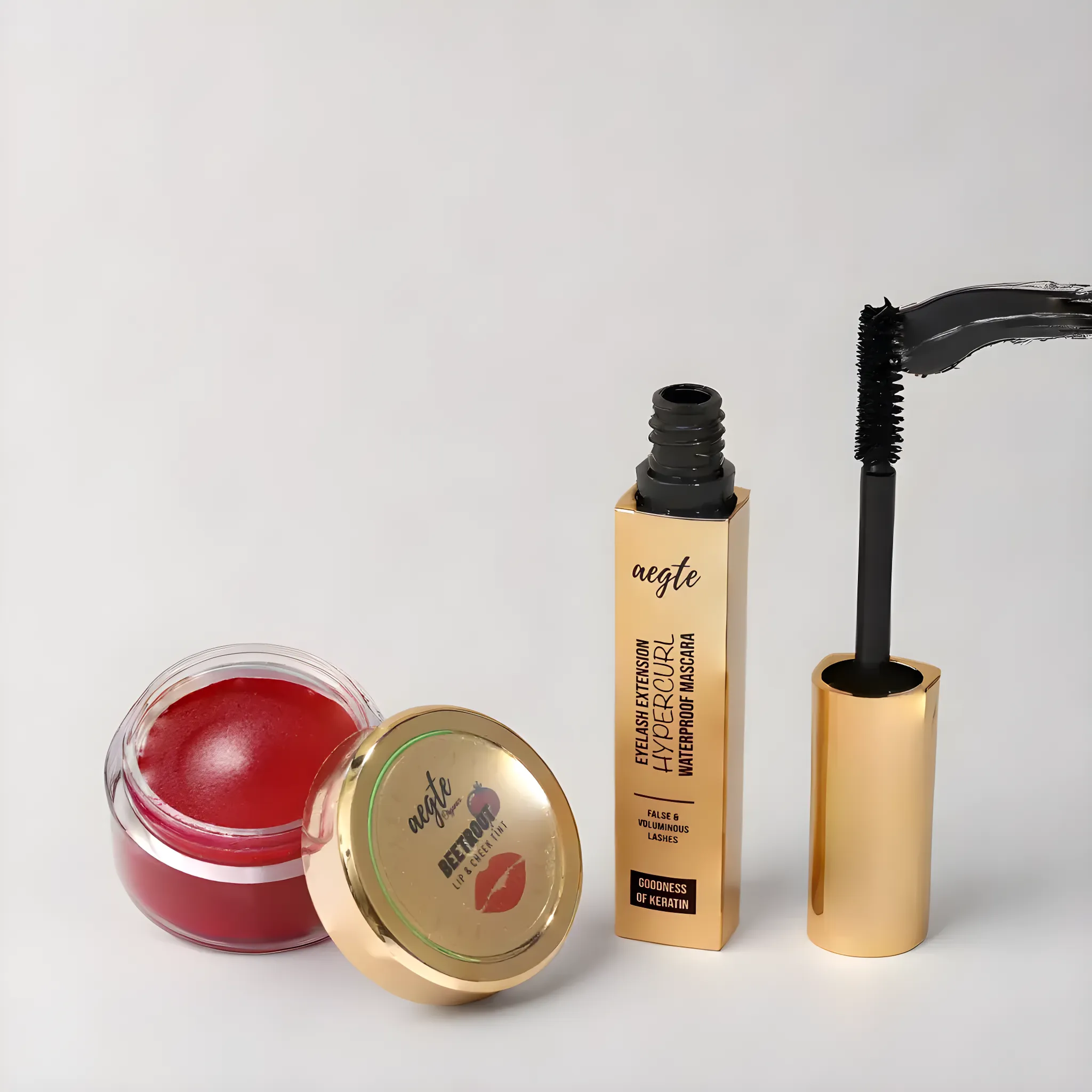 Aegte Organics Lip and Cheek Tint Balm & Eyelash Extension Hypercurl Waterproof Mascara