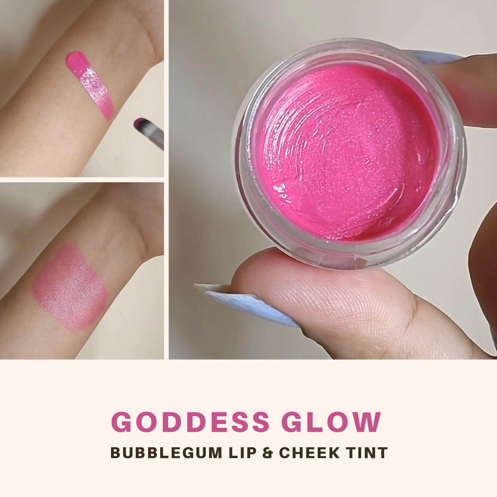 Aegte 4 in 1 Goddess Glow Bubblegum Lip & Cheek Tint Luminous Highlighter & Blusher with SPF 35++ Lightens Dark Lips Lab Certified