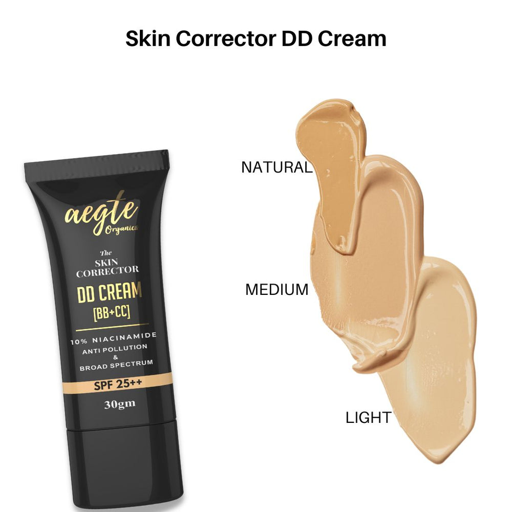 Aegte Organics Lip & Cheek Tint Balm, Skin Corrector DD Cream, 3 in 1 Strobe Glow Spray SPF 60++,  Mattifying Pore Blur Beauty Filter Primer + Sunscreen &  360° Protect Jelly Tinted Lip Lightening Treatment Balm SPF 30++