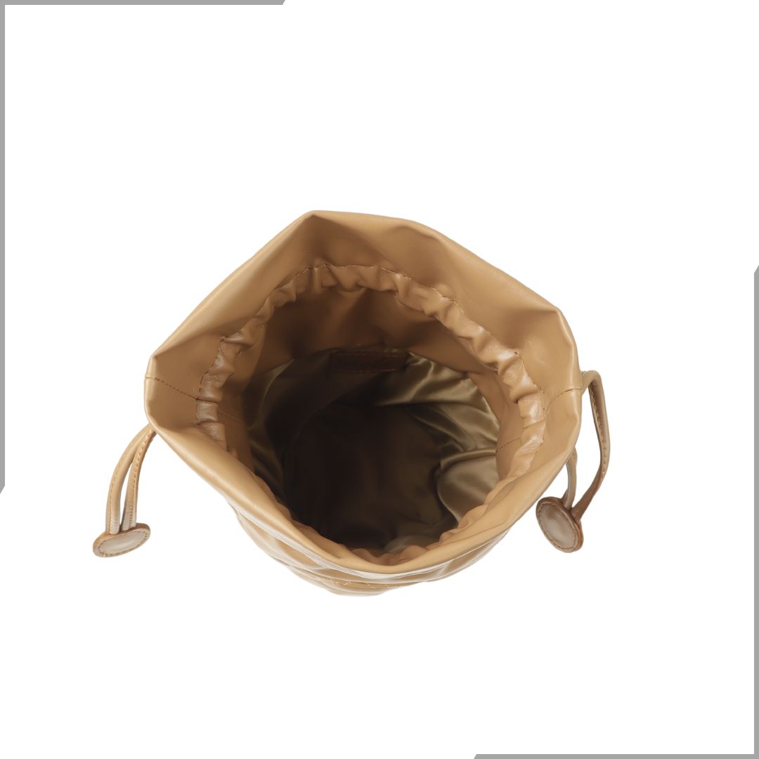 Tan drawstring online bag